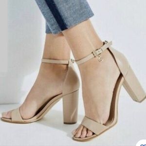 G By Guess Women’s Shoes Sandals Shantel Light N Beige Peep Toe Block Heel